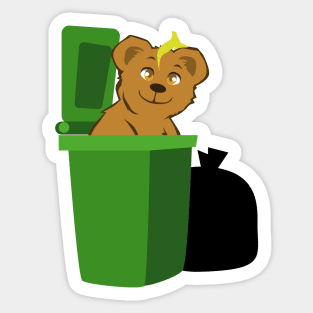 A Bear Raiding the Trash Bin Sticker